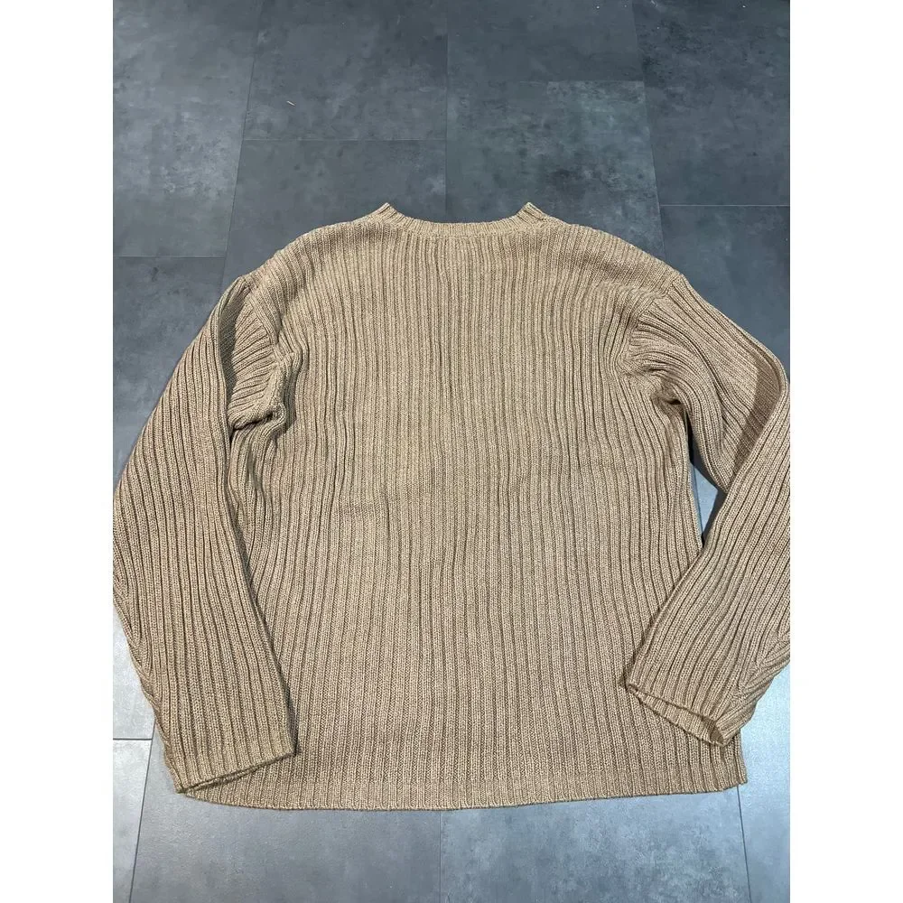 Eddie Bauer Ribbed Crewneck Sweater Cozy Knit Pullover Beige G-100 - Picture 5 of 5